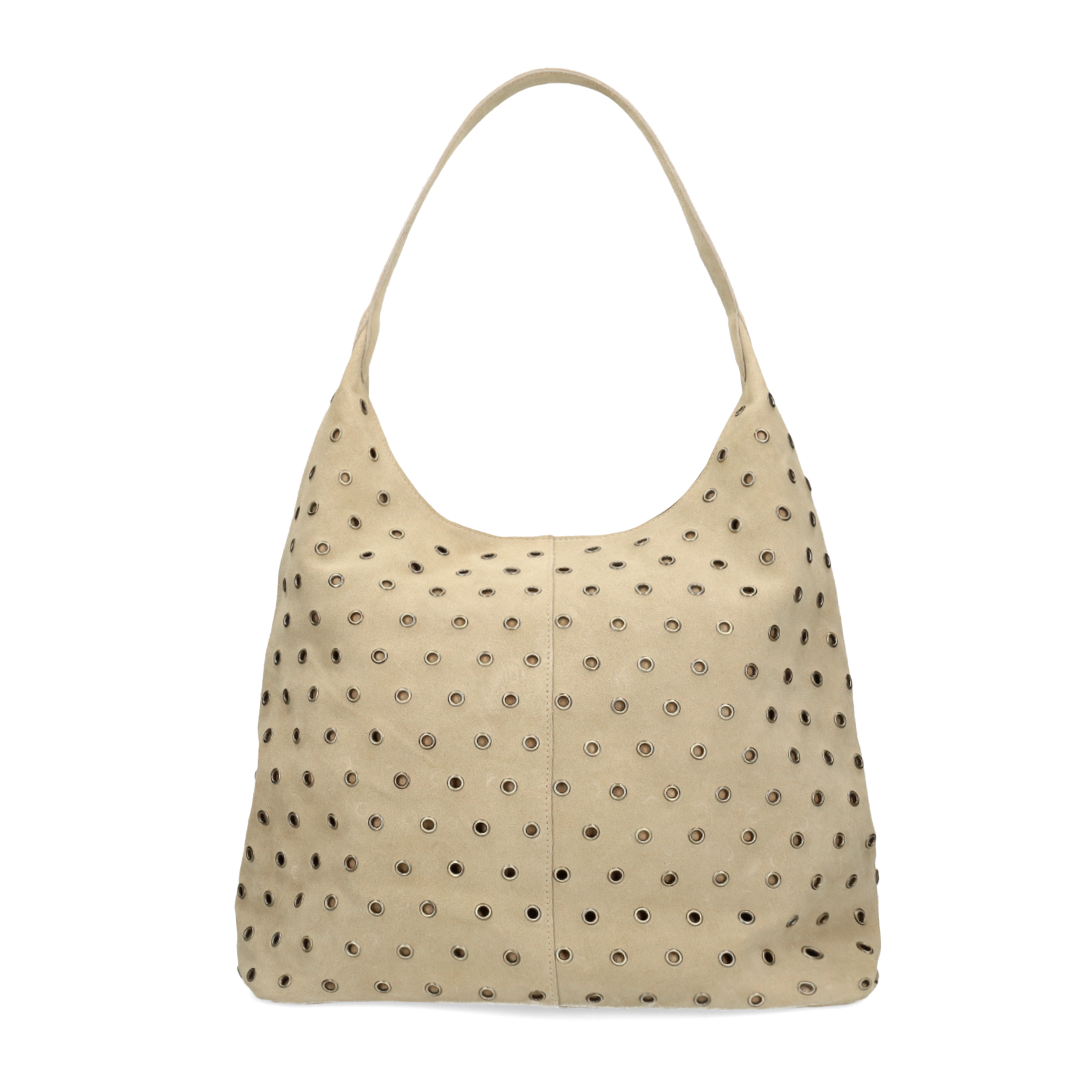 Beige suède shopper met studs