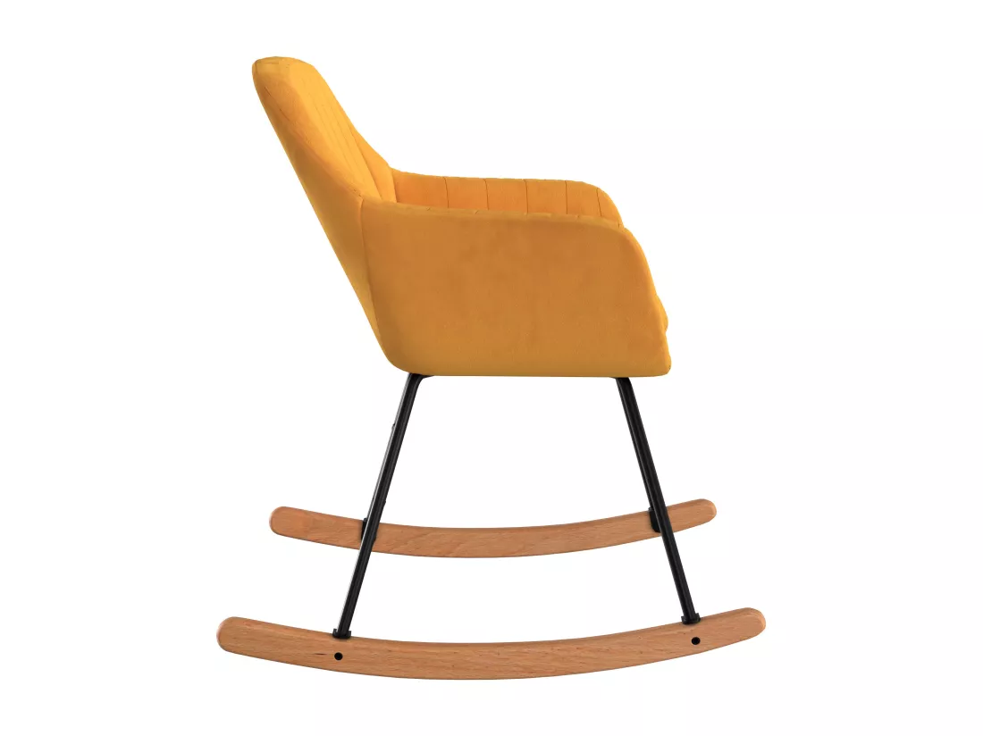 Rocking-chair en velours jaune - Isola