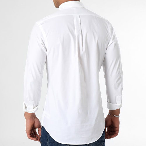 Chemise Manches Longues Slim Poplin Stretch Blanc