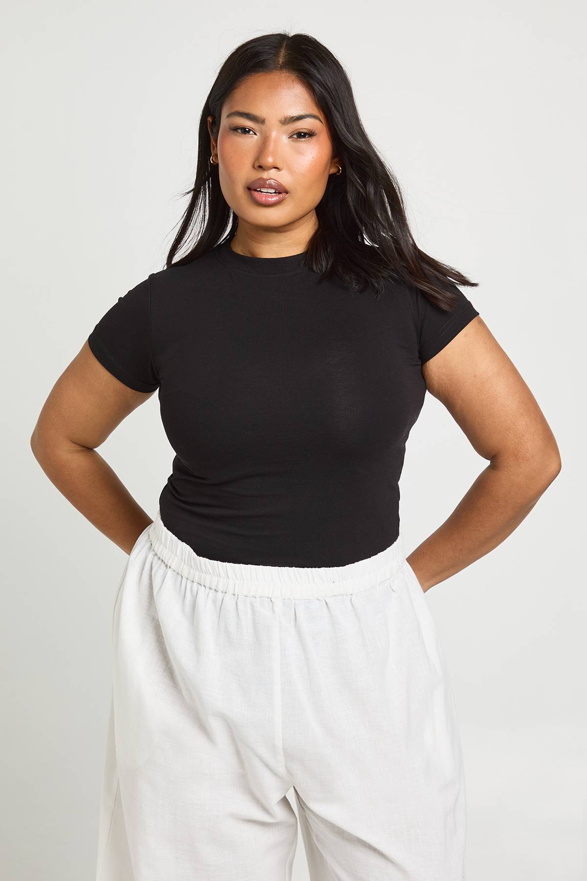 boohoo Haut Ajusté Basique À Manches Courtes Plus