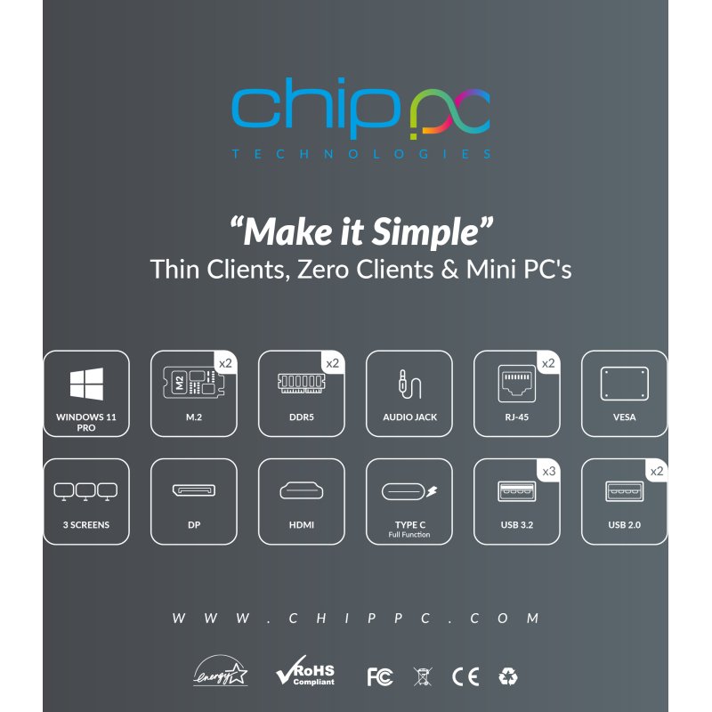 Chip PC CUBEX Intel Core Ultra 7 155U 16 Go DDR5-SDRAM 512 Go SSD Windows 11 Pro Mini PC Station de travail Vert