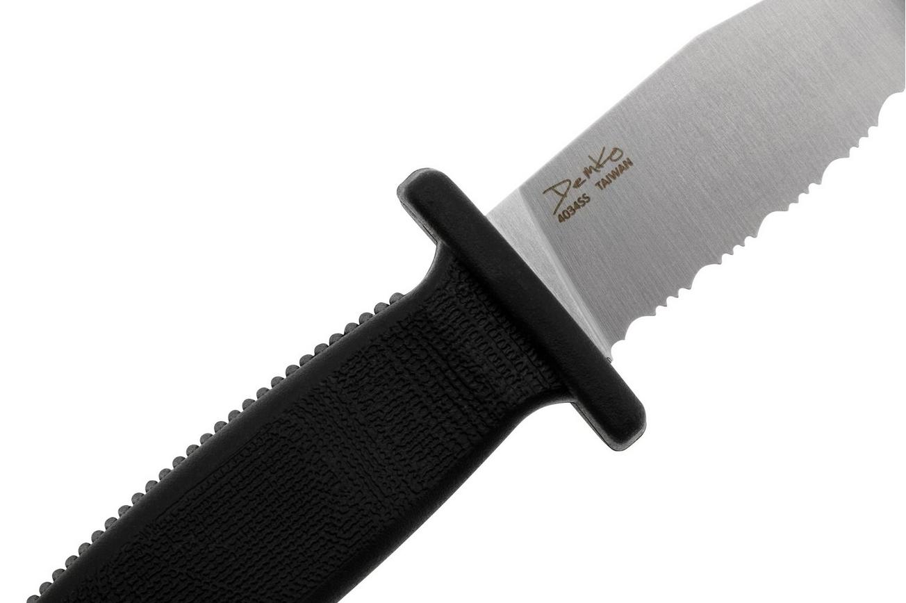 Demko Knives Armiger 2 Serrated Clip Point ARM2-4034SS-CP-SERR Black TPR, nekmes