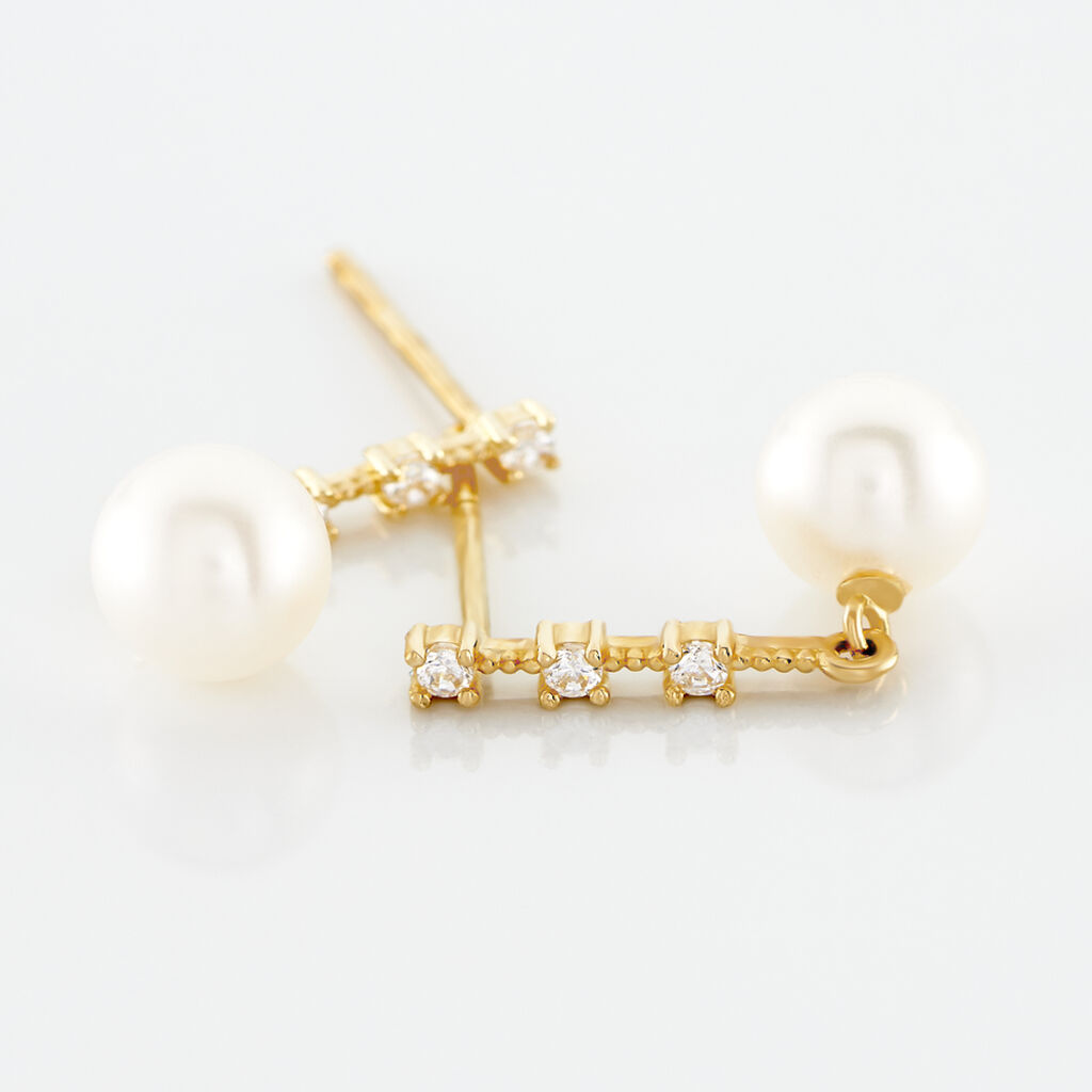 Boucles D'oreilles Pendantes Louise-marie Or Jaune Perle De Culture