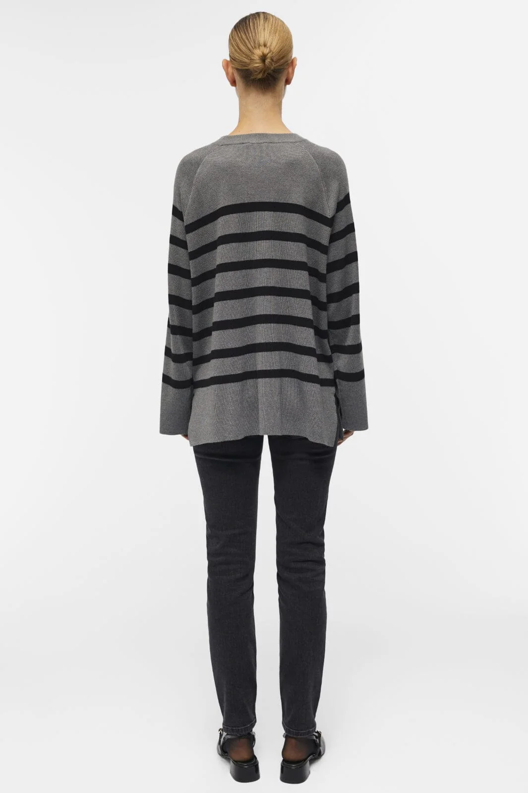 Object Objester Ls Knit Top 4535350 medium grey melange black