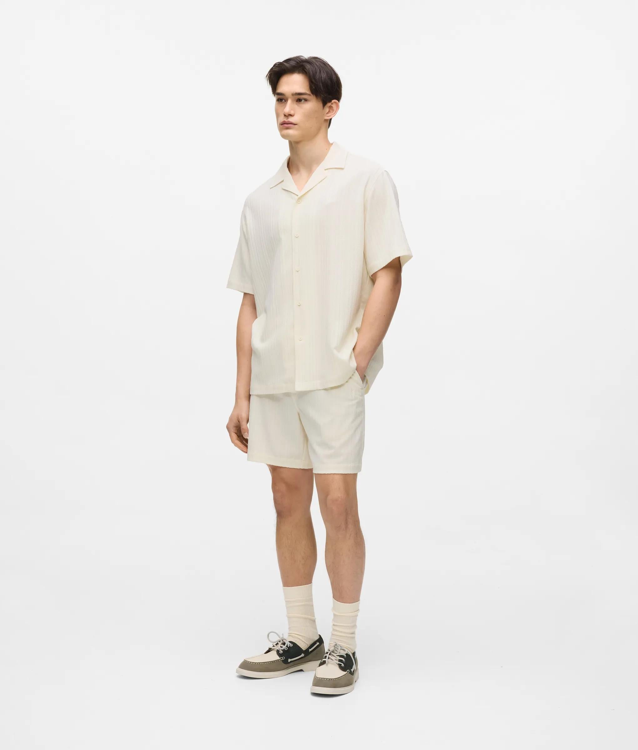 Getextureerd shirt met korte mouwen