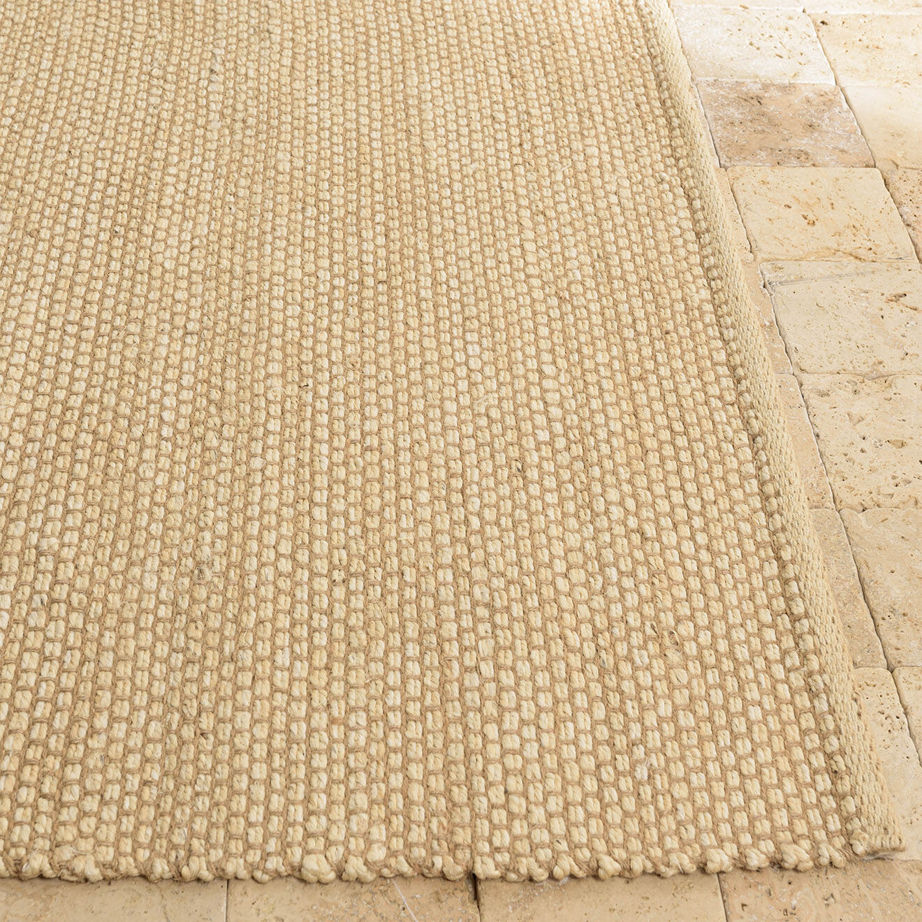 Macabane Tapis en Jute & Coton Quentin beige - 290x200 cm