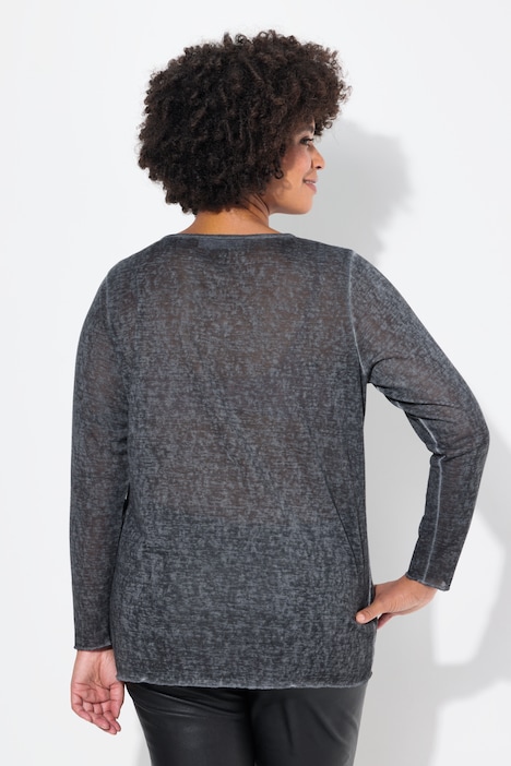 T-Shirt, Basic Fit, Pailletten-Stern, Langarm