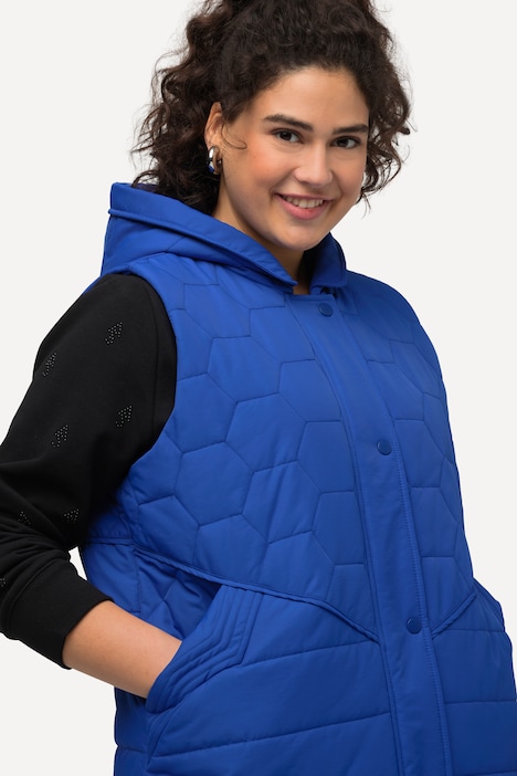 HYPRAR Long-Steppweste, Steppmix, 2-Wege-Zipper, Kapuze