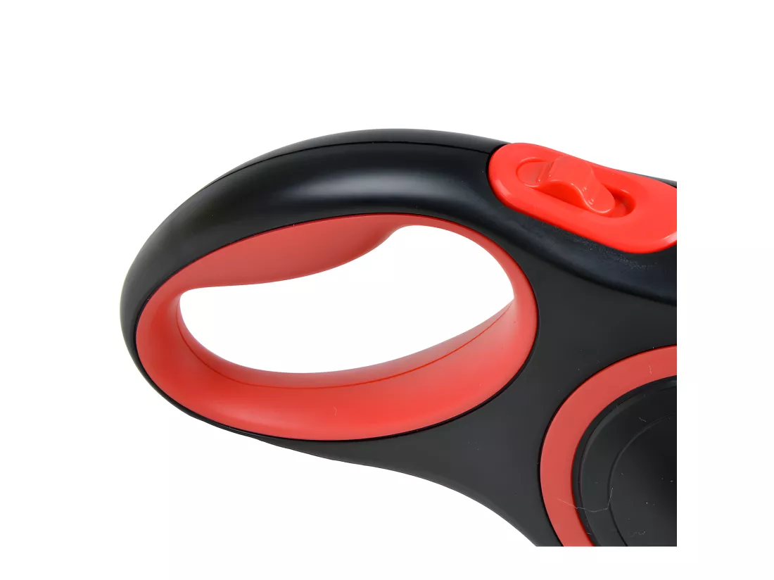 Laisse rétractable avec sangle réfléchissante - Rouge et Noir - Taille M - 5 mètres