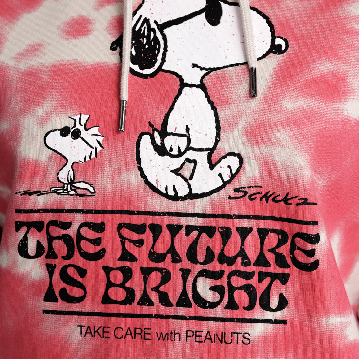 Jonas Nielsen Peanuts Hoodie im Tie Dye Look pink / hellbeige