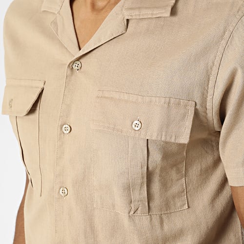 Chemise Manches Courtes Beige