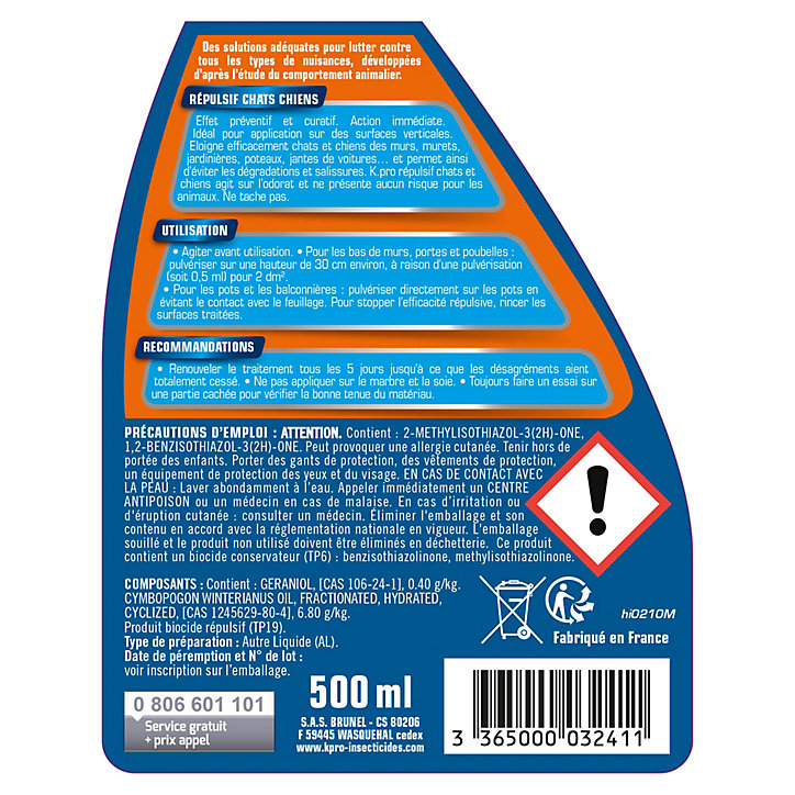Spray répulsif chiens et chats Kapo expert 500ml