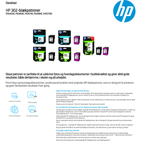HP blæk nr 302 XL sort