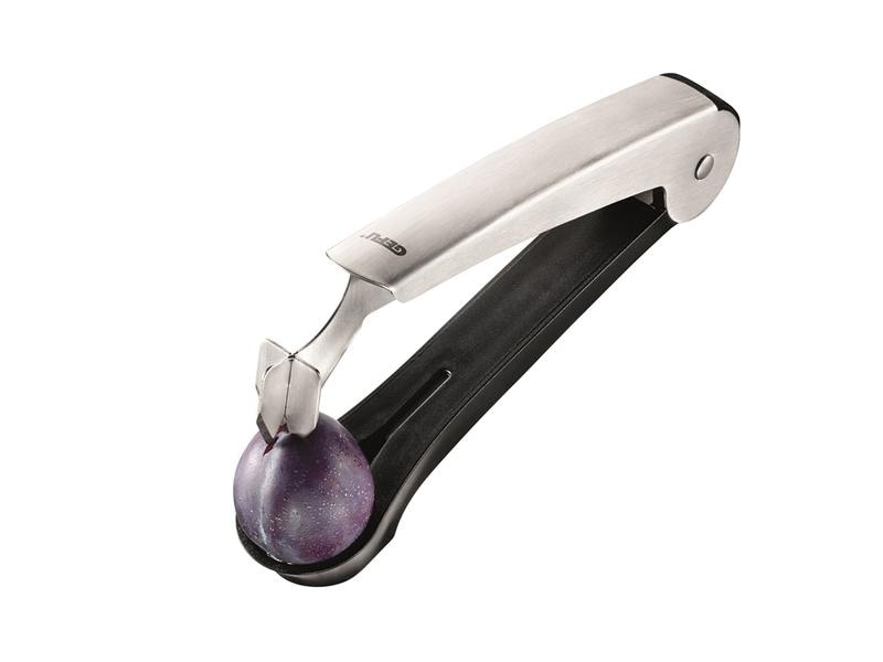 GEFU Zwetschgenentkerner Dropio Schwarz/Silber Entkerner für Pflaumen