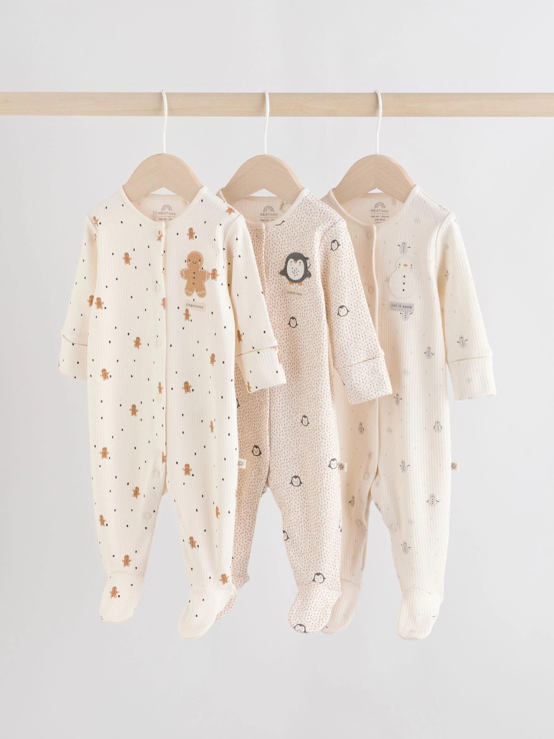 Ecru - Kerst babypyjama's 3 stuks (0mnd-2jr)