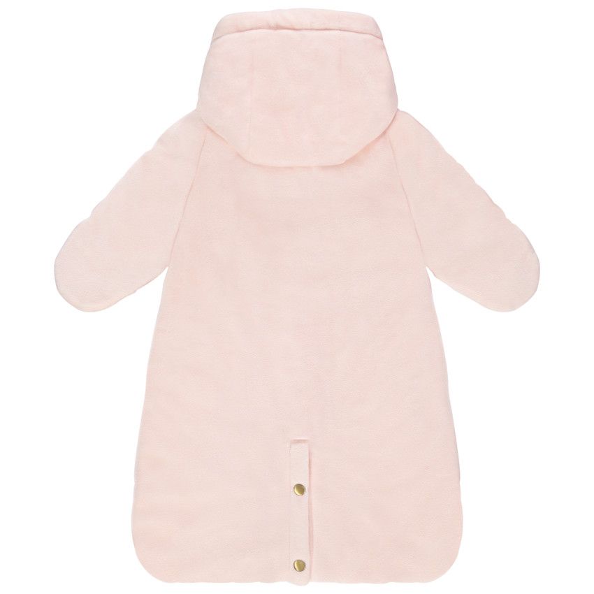 Nid d'ange à capuche en velours à étoiles et oiseau brodés - Rose