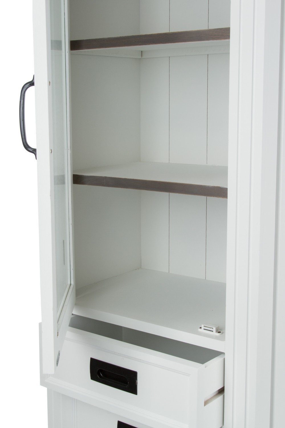 Vitrine RITA - weiß-braun - mit Glastüren - 180 cm hoch