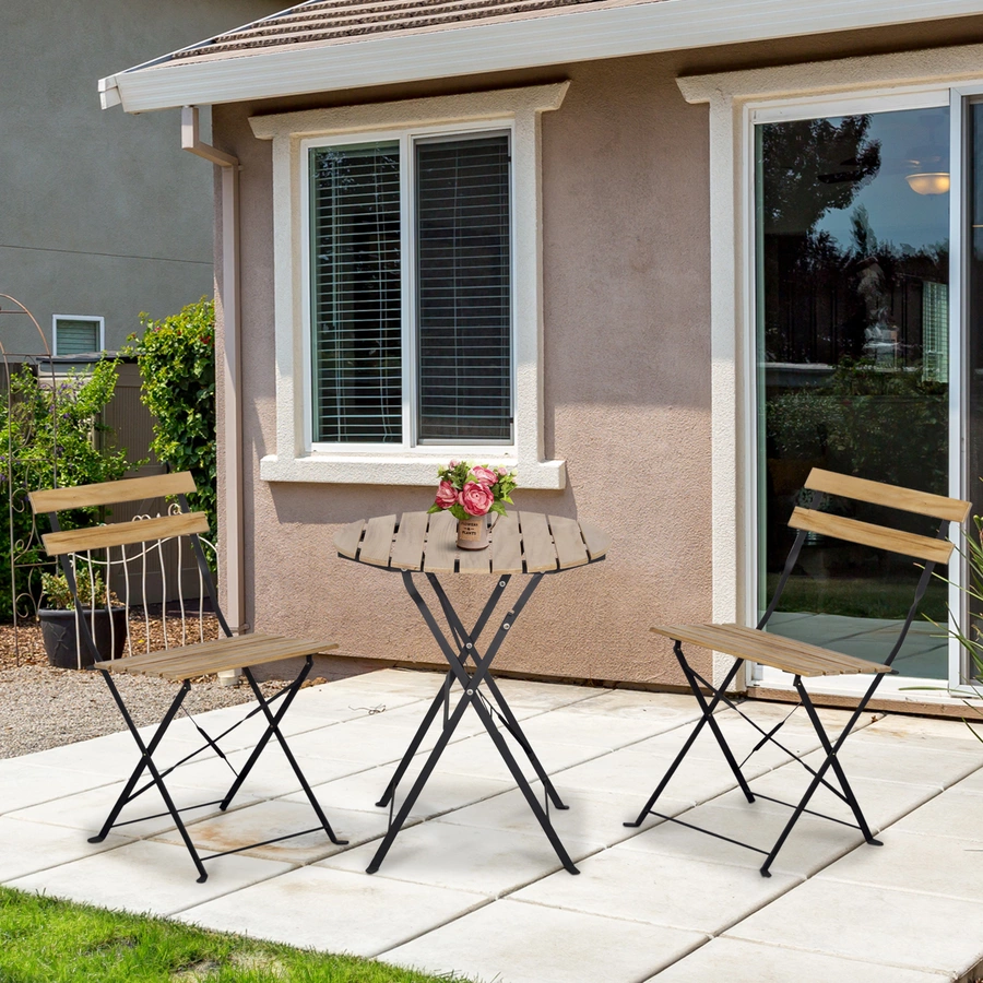 Outsunny Gartenmöbel-Set mit Klappfunktion natur