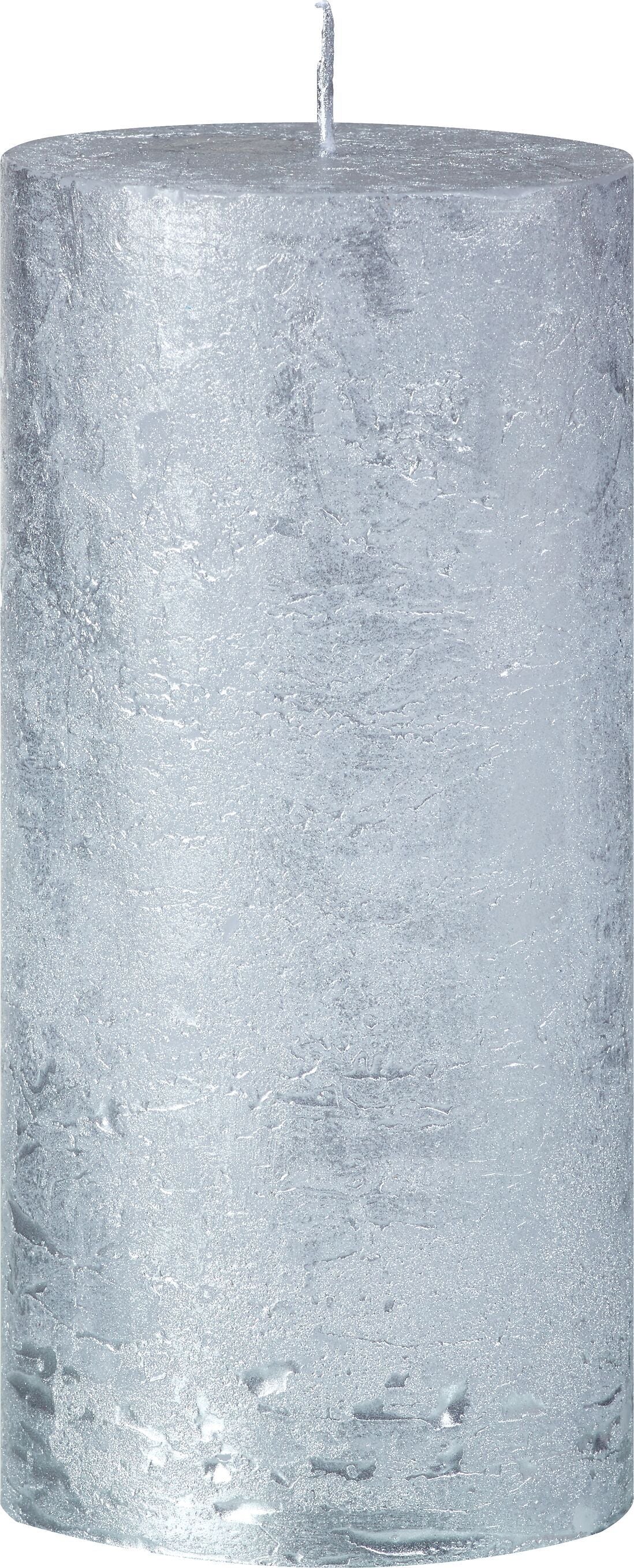 LOU Zylinderkerze - Silber / H: 15.0 cm x T: 7.0 cm