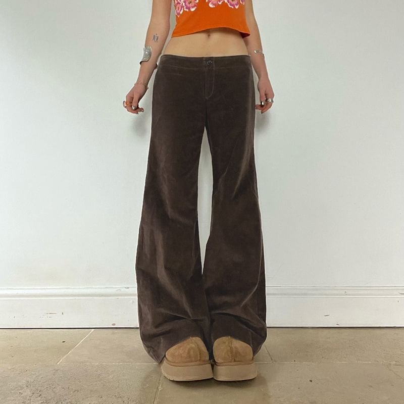 BrickBlack - Corduroy broek met wijde pijpen en middelhoge taille