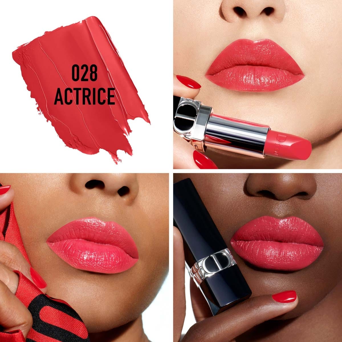 Rouge Dior Rouge Dior Rouge à Lèvres Rechargeable Couleur Couture, 4 finis : Satin, Mat, Métallique et Velours
