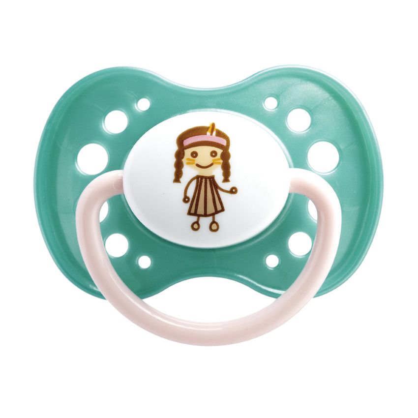 Sucette silicone +18 mois avec anneau - Rose