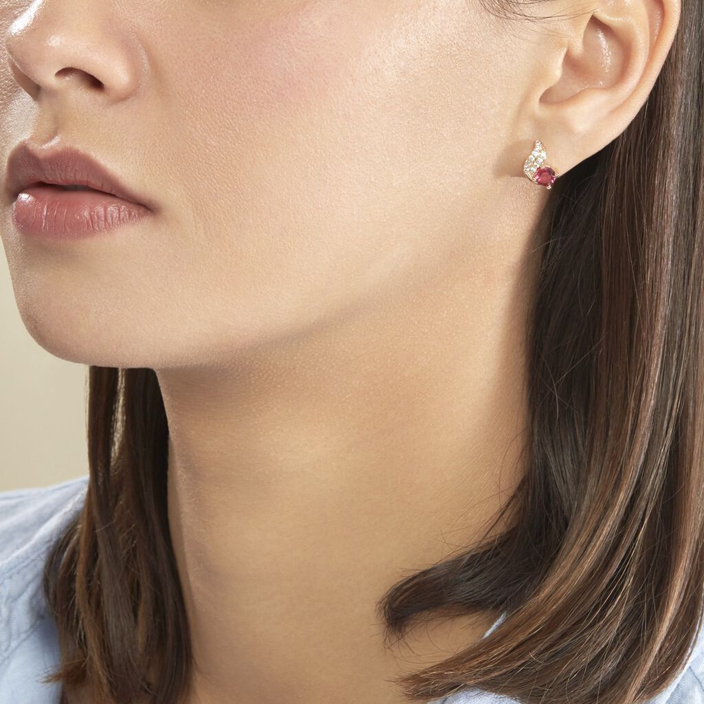 Boucles D'oreilles Puces Tyana Plaqué Or Jaune Oxyde De Zirconium