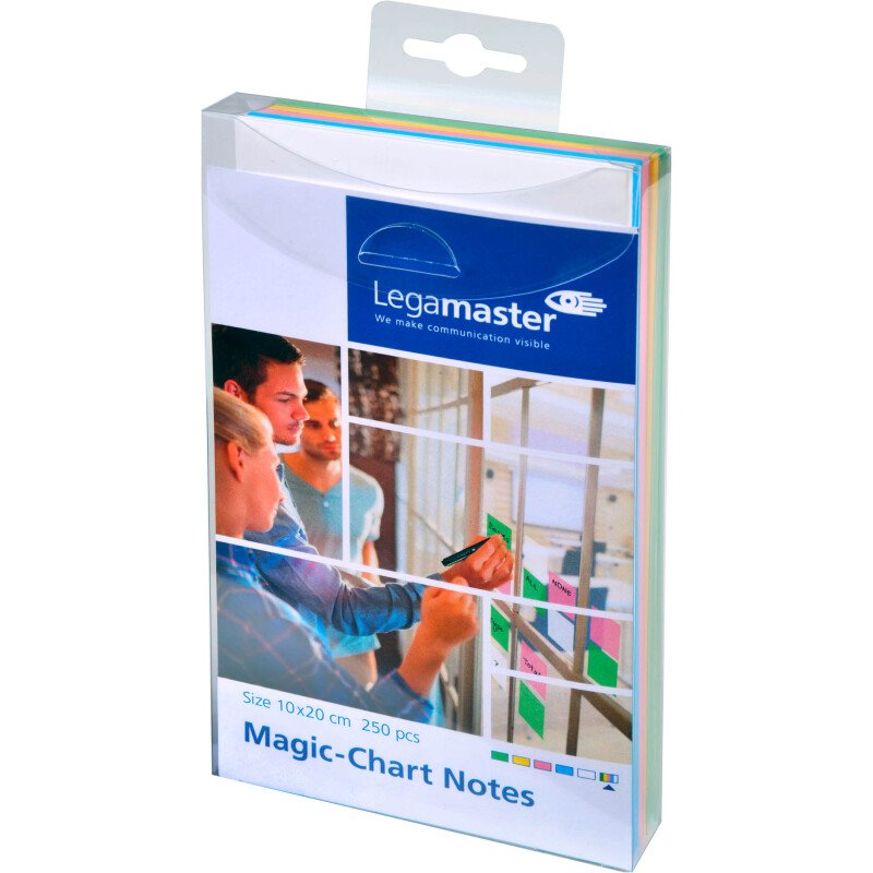 Notes électrostatiques repositionnables Magic-Chart Legamaster 10 x 20 cm couleurs assorties - paquet de 250