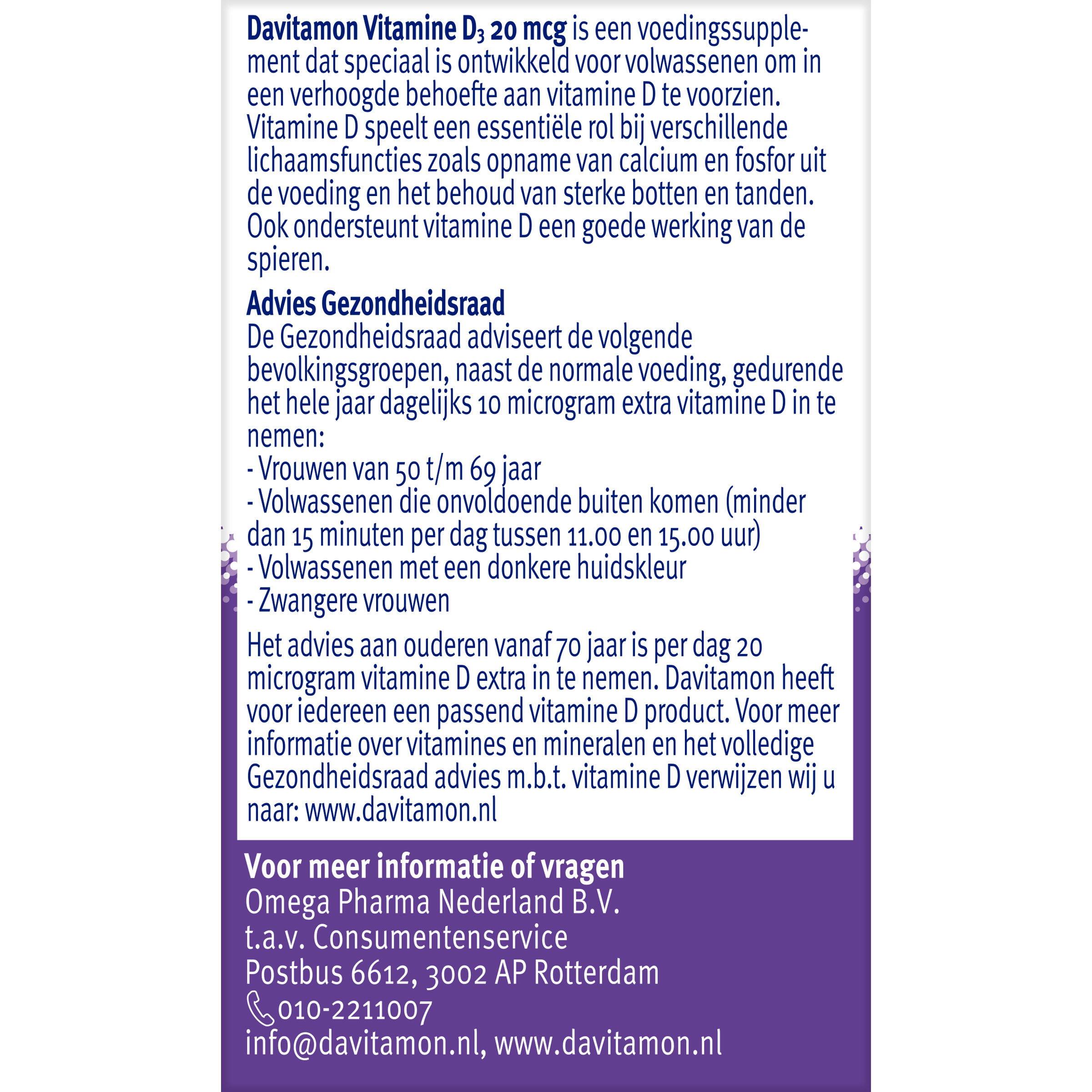 Davitamon Vitamine D3 20mcg (75 tabletten)