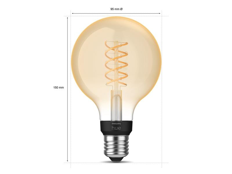 Philips Hue White E27 Einzelpack Globe Filament 550 lm Filament-Leuchtmittel mit E27 Sockel