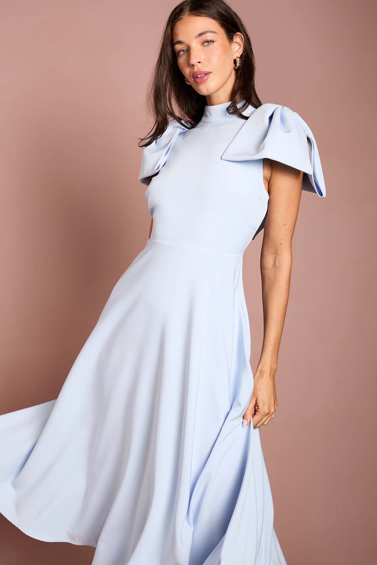 Coast Robe Midi en Crêpe avec Nœud aux Épaules