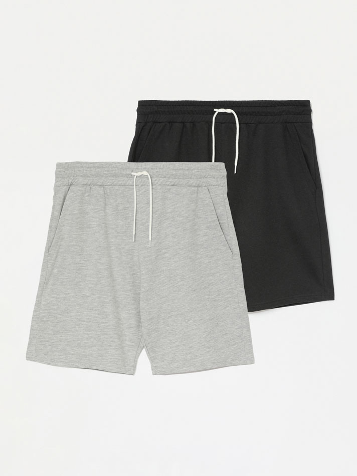 Conjunto com 2 shorts de moletom básicos - Preto