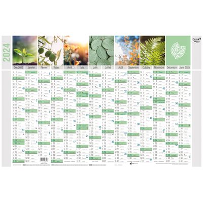 Quo Vadis Equology - Calendrier recyclé horizontal - 13 mois sur 1 face - carte de France au verso - 43 x 55 cm