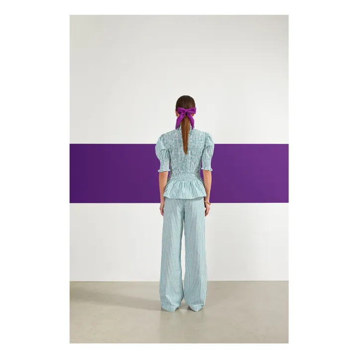 Maria de la Orden Blouse Manches Courtes Aleria Rayures | Vert