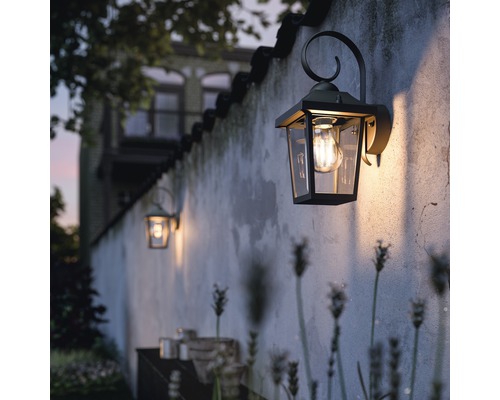 Buitenwandlamp, 1-lichts, H 29 cm, zwart