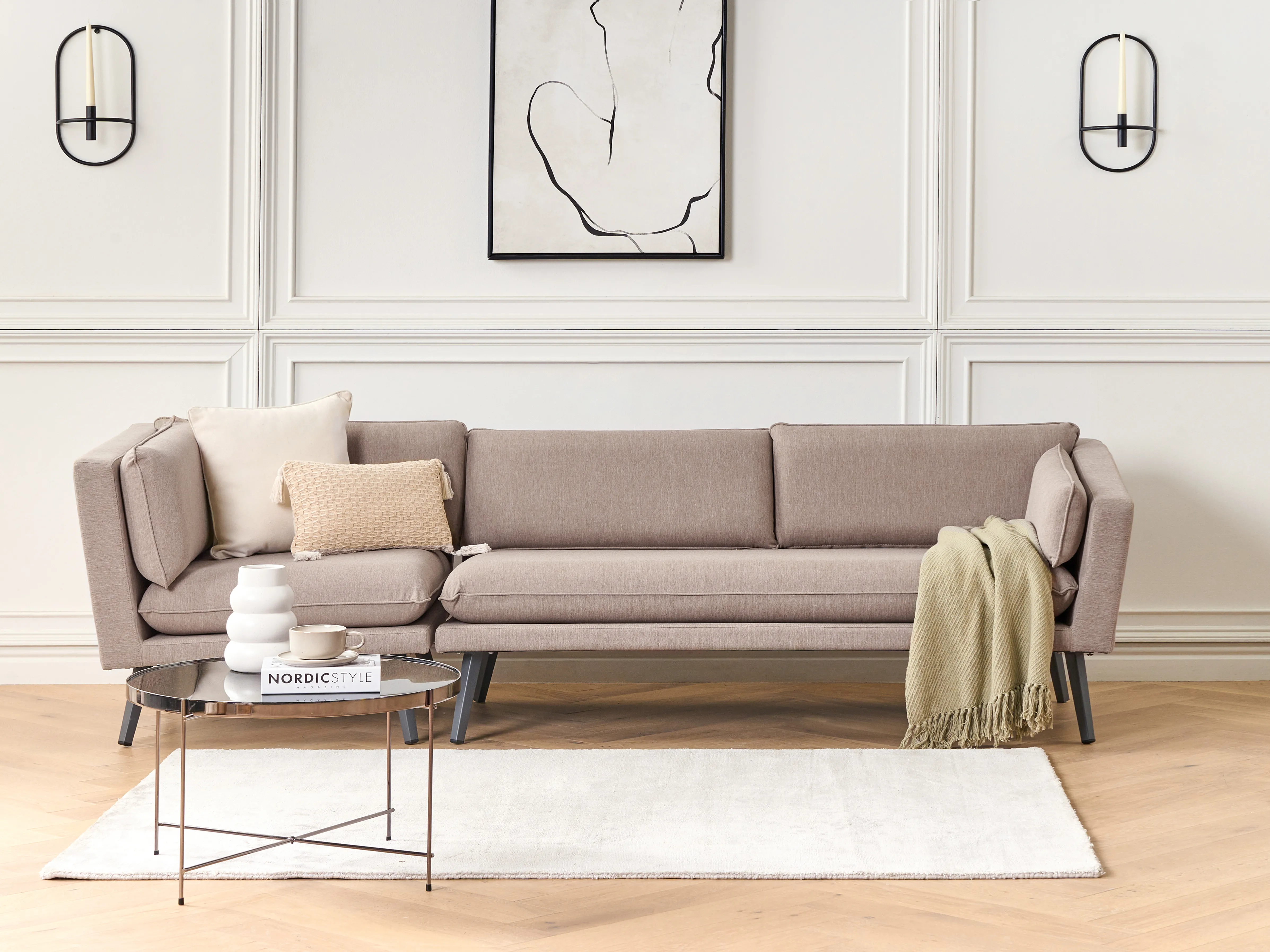 Tuin loungebank 3-zits LORETELLO linkszijdig Beige