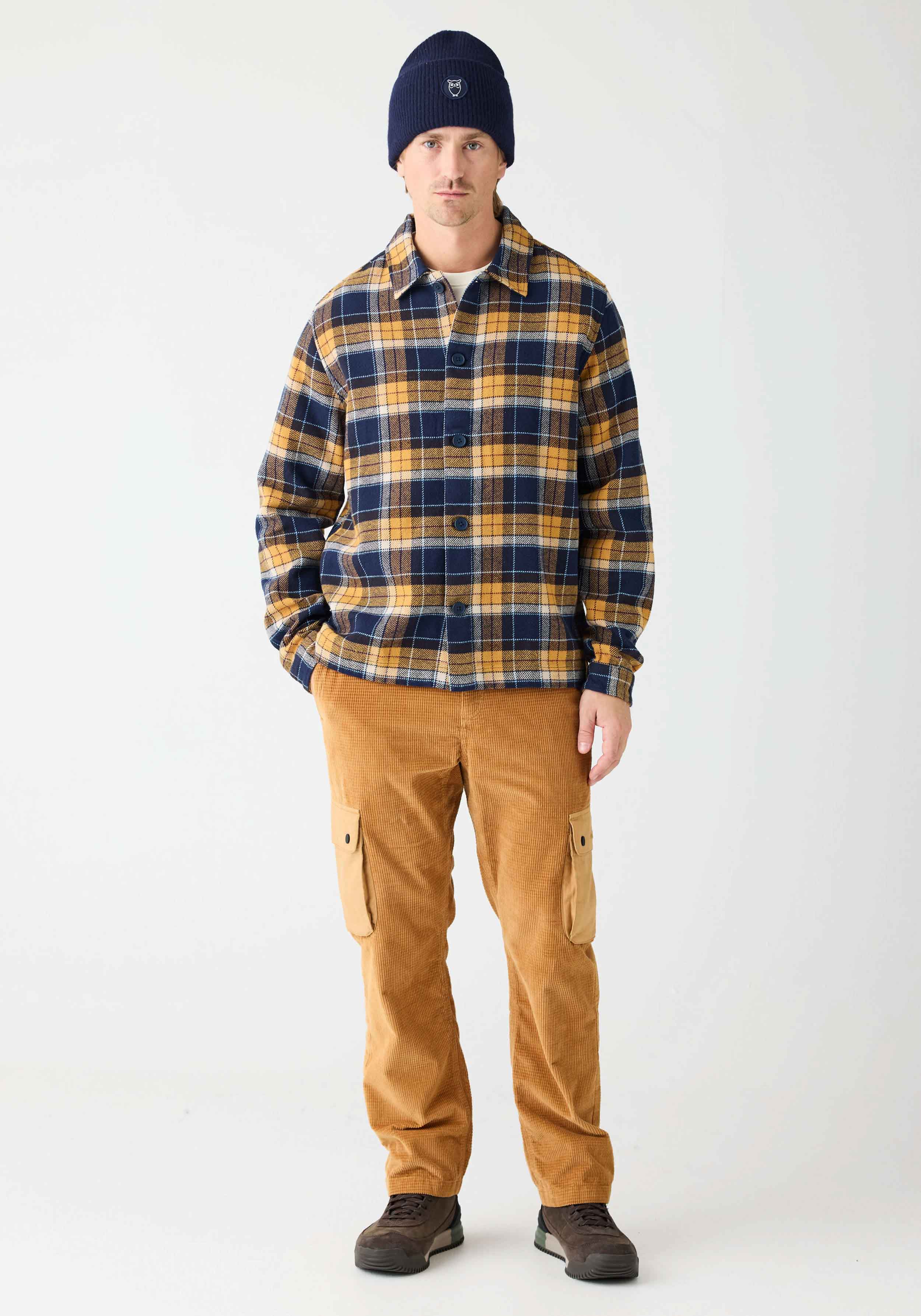 Knowledge Cotton Apparel Flannel-Overshirt Navy Check