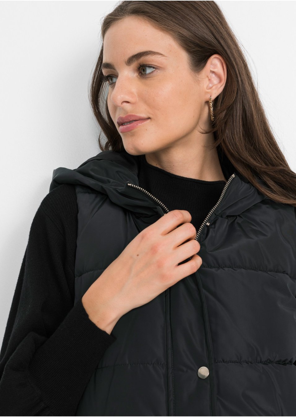 Veste matelassée sans manches avec capuche