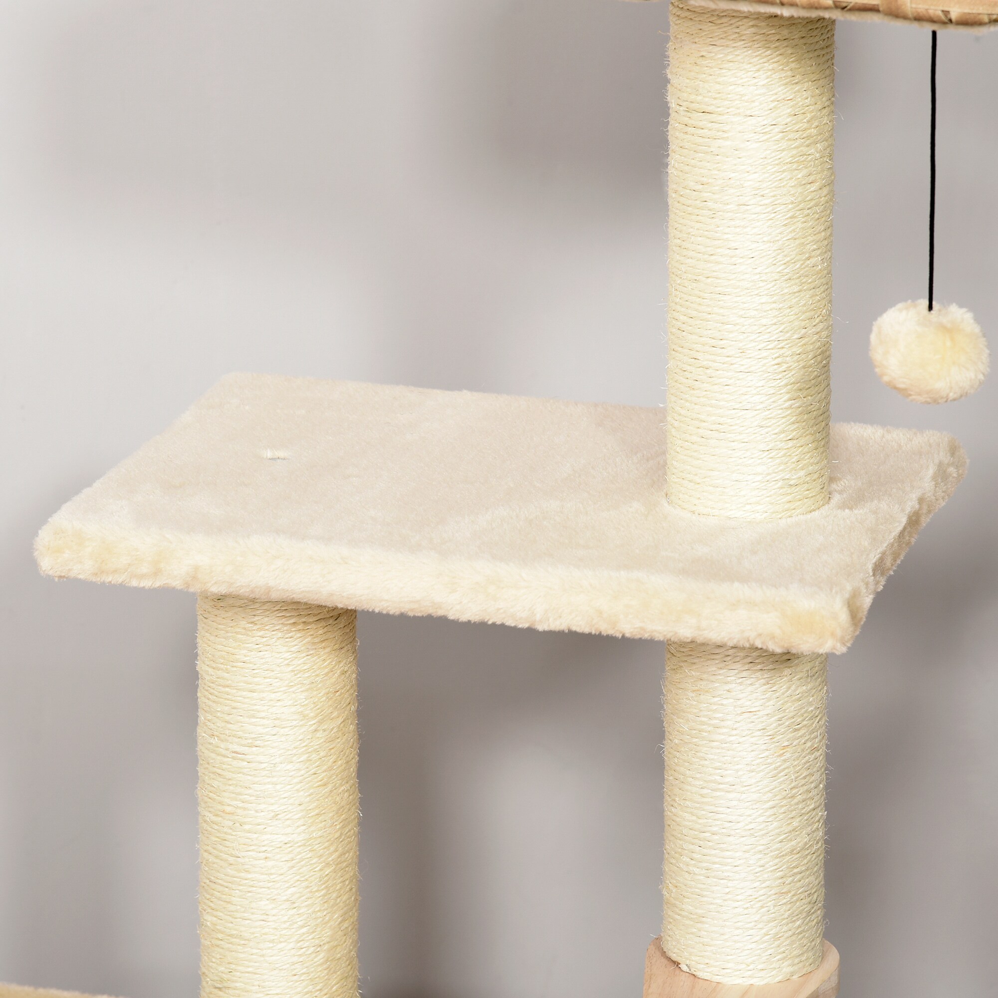 PawHut Kratzbaum mit Rattanhöhle braun, beige 60 x 40 x 109 cm (LxBxH)