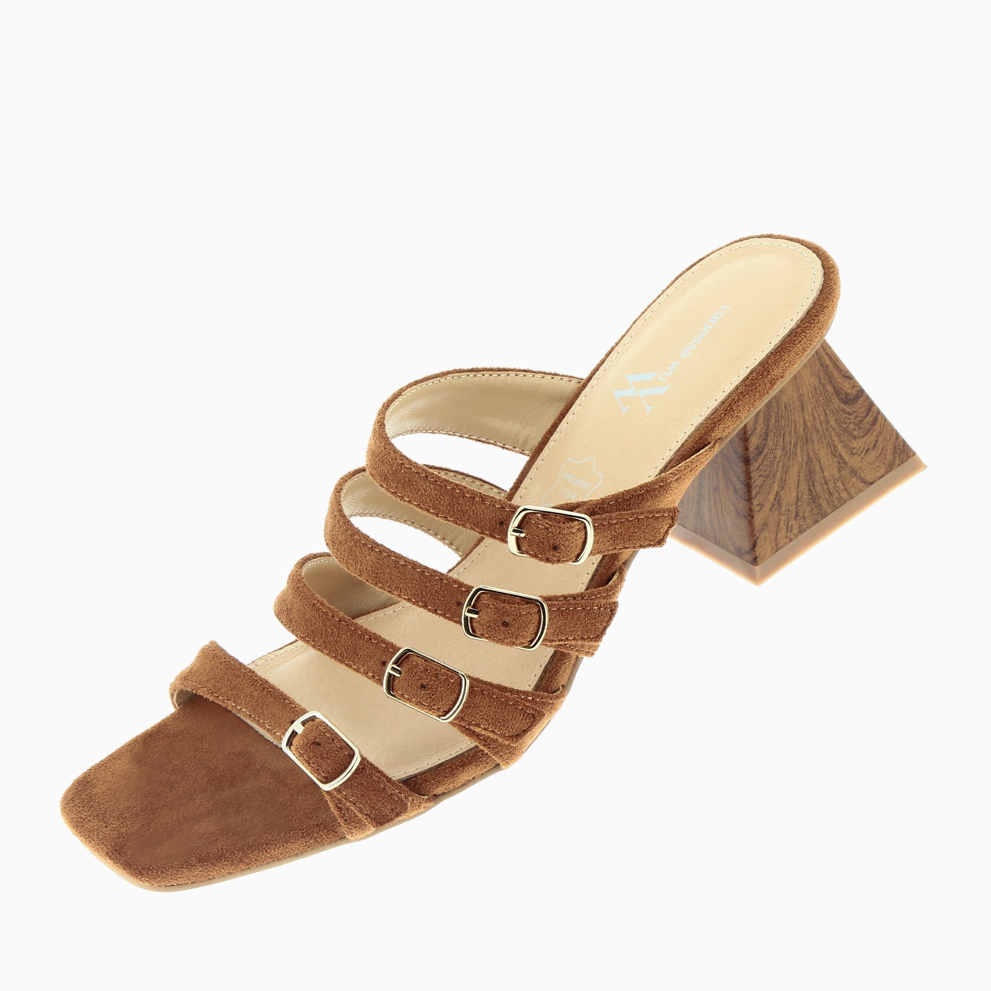 Sandales à talon, Compensées-Mules Vera multibrides café à talon pyramide