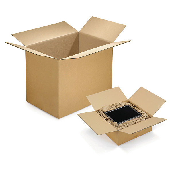 Caisses carton double cannelure RAJA 60x40x40 cm coloris brun, lot de 10