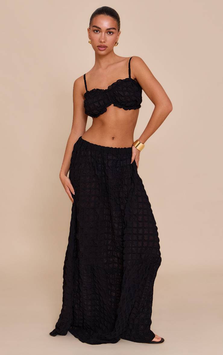 Noir Ensemble Bralette Froncée Texturée