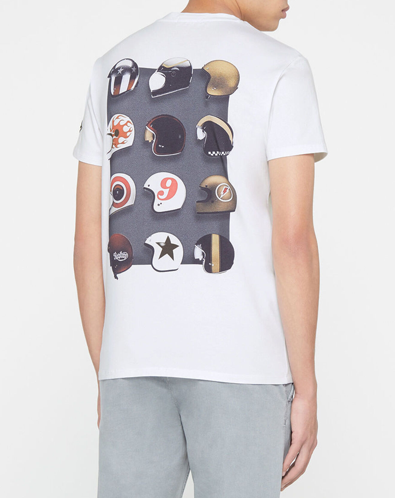 Replay T-Shirt casque bike blanc