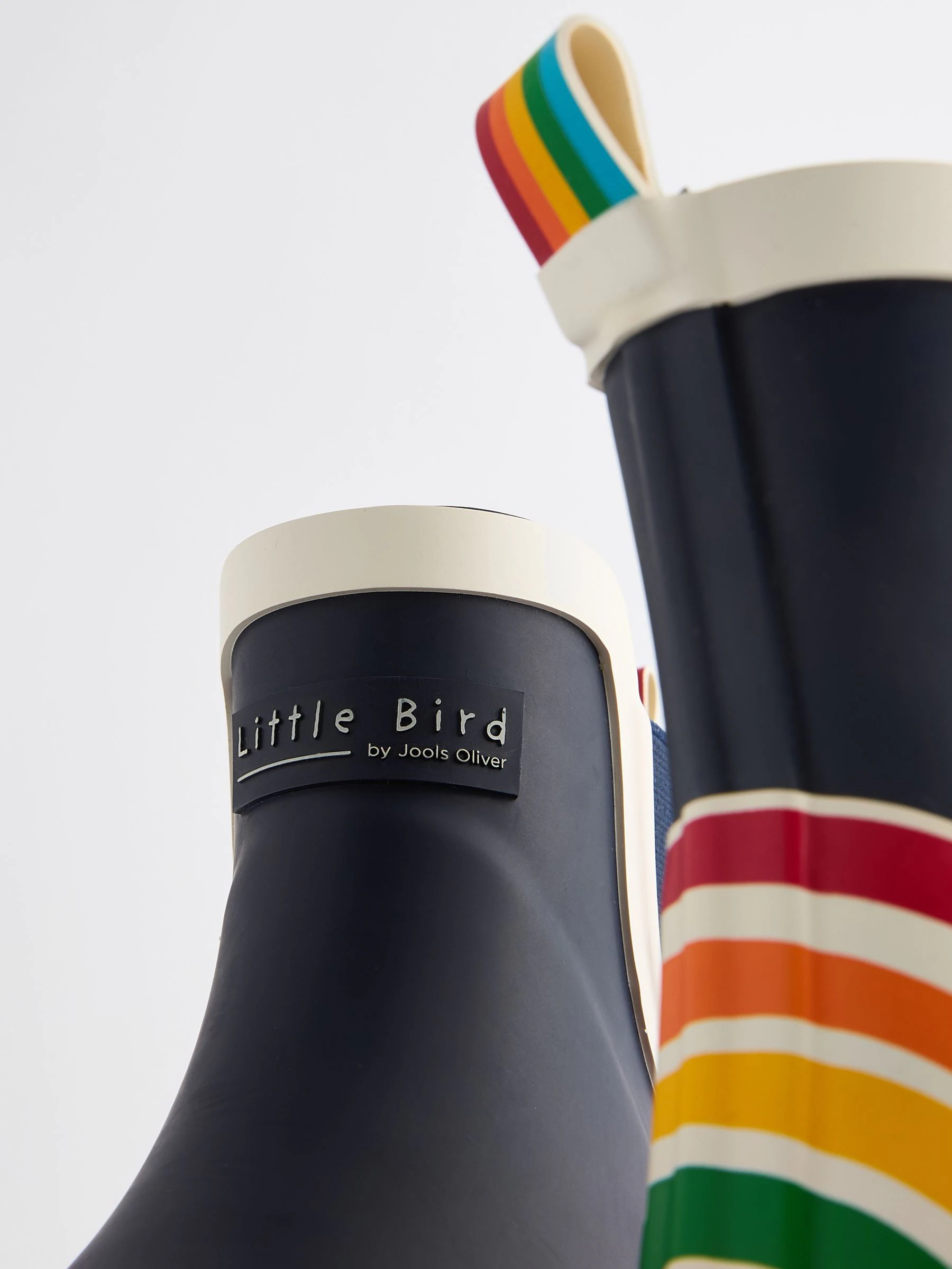 Marineblauw - Little Bird by Jools Oliver regenlaarzen met regenboog voor volwassenen
