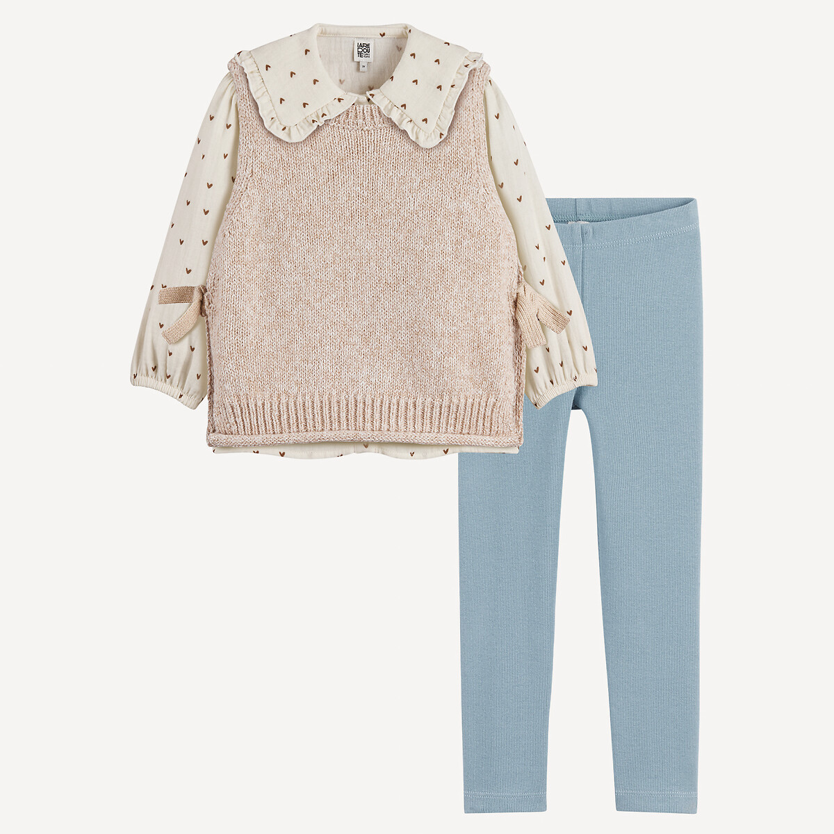 COLEÇÃO LA REDOUTE<br>Conjunto de 3 peças com suéter, leggings e blusa