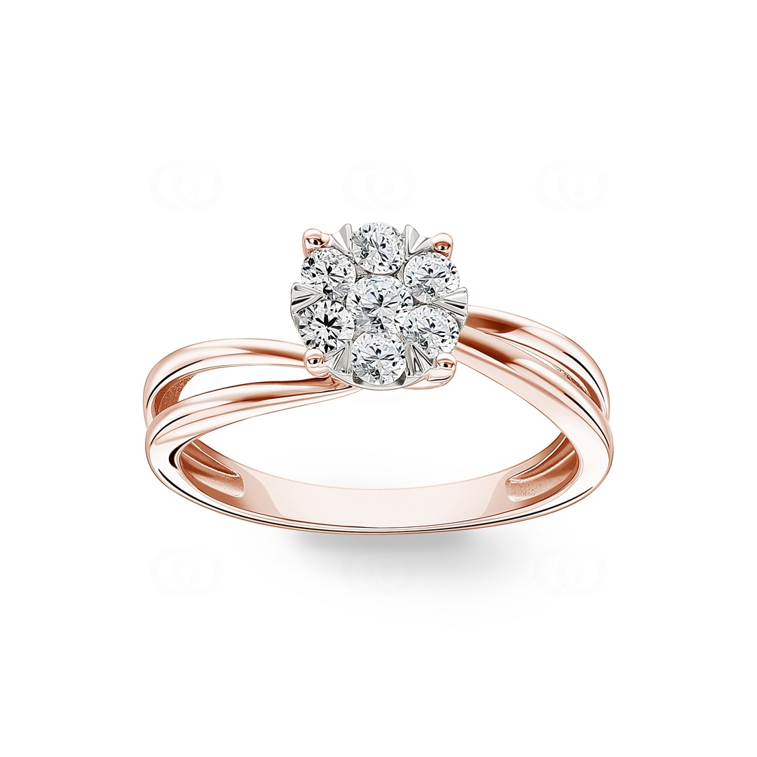 Verlobungsring 750/18 K Roségold mit Diamanten 0.33 ct H/si