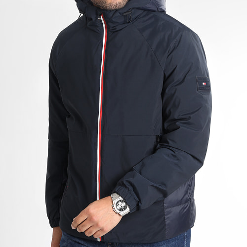 Veste Zippée Capuche Mix Media 8993 Bleu Marine