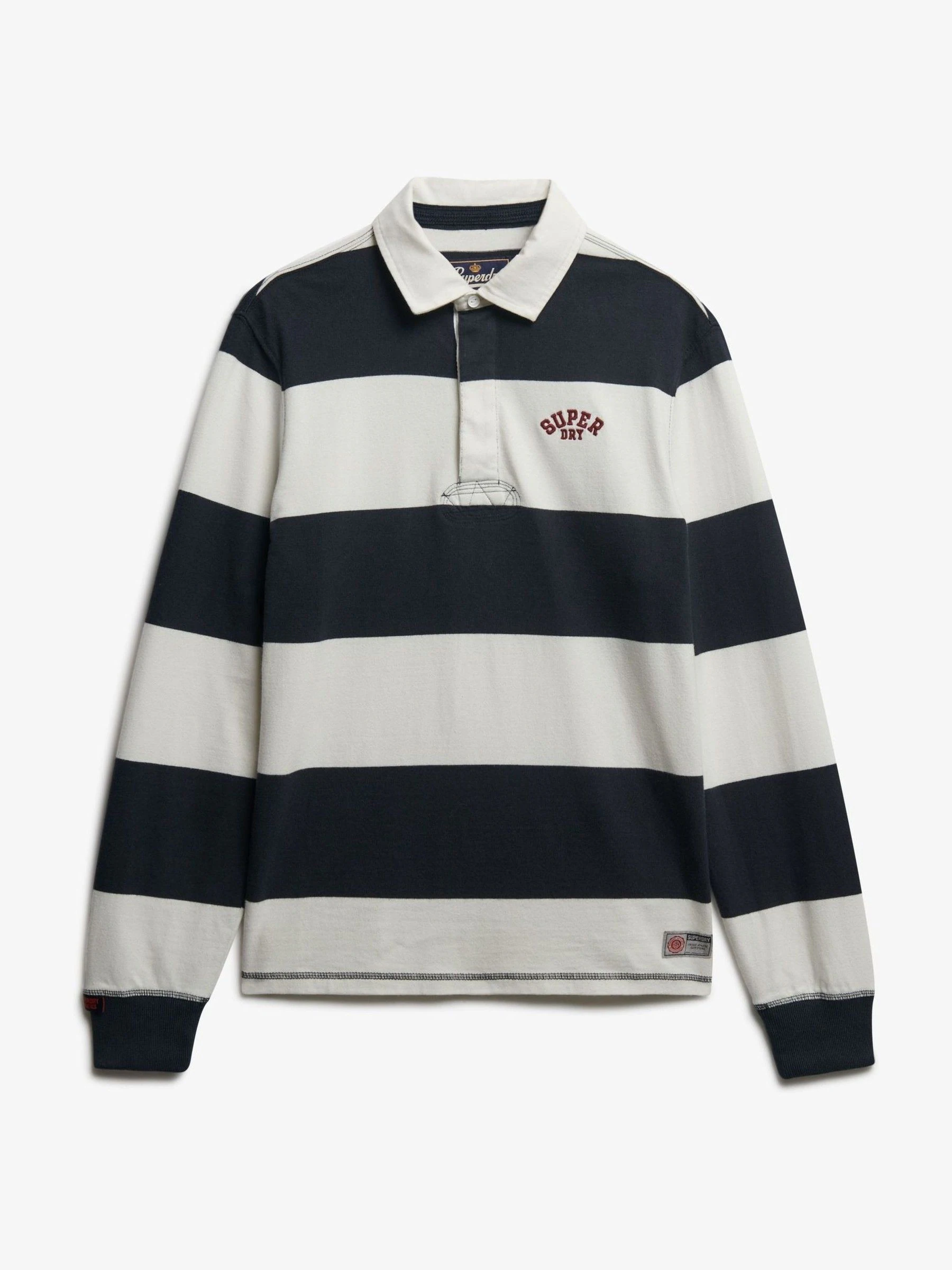 Blauw - Superdry Vintage Athletic Stripe Rugby Top