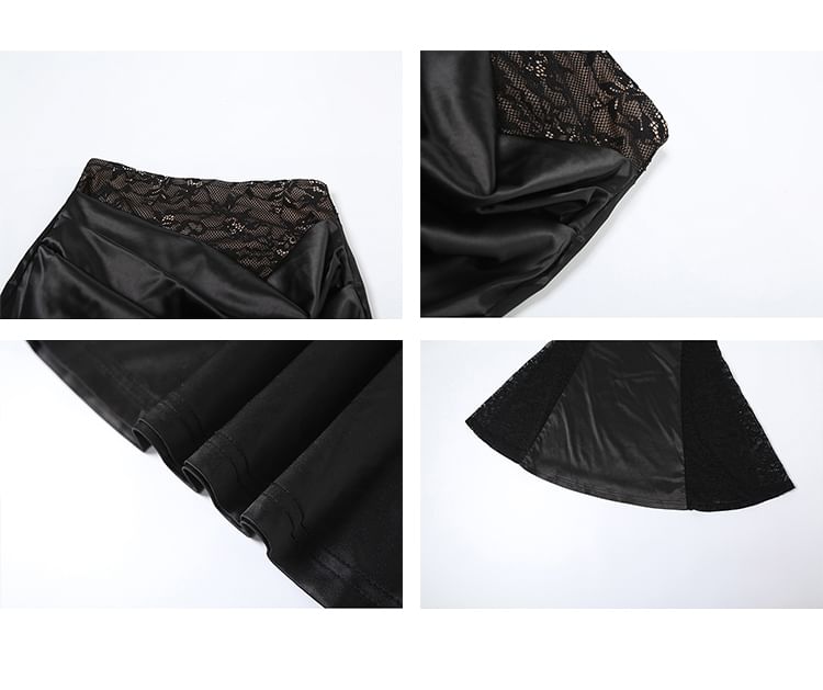 Autuna - Off Shoulder Effen Crop Top / Lage Taille Effen Maxi Zeemeerminrok