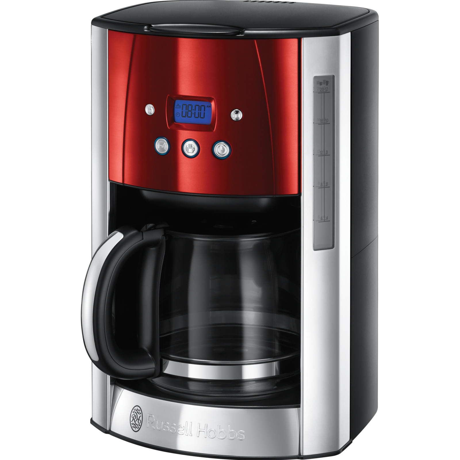 Russell Hobbs Luna Solar Red Digitale Glas-Kaffeemaschine 23240-56